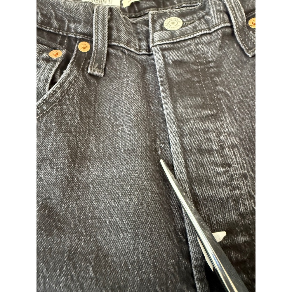 Levi's Ribcage Straight Ankle Jeans Size 30 Black Super High Rise - Picture 6 of 7